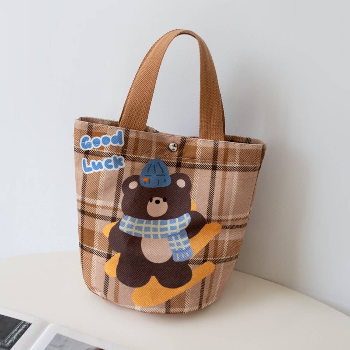 Cartoon Plaid Lunch Bag for Moms & Work_CWAB5599