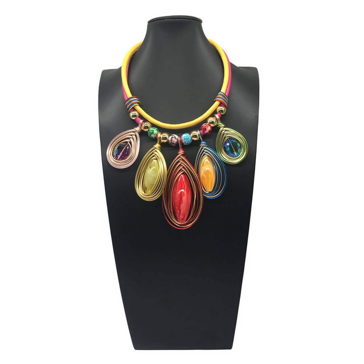 EXAGGERATED HAND-WOVEN RESIN NECKLACE SET_CWMM4920