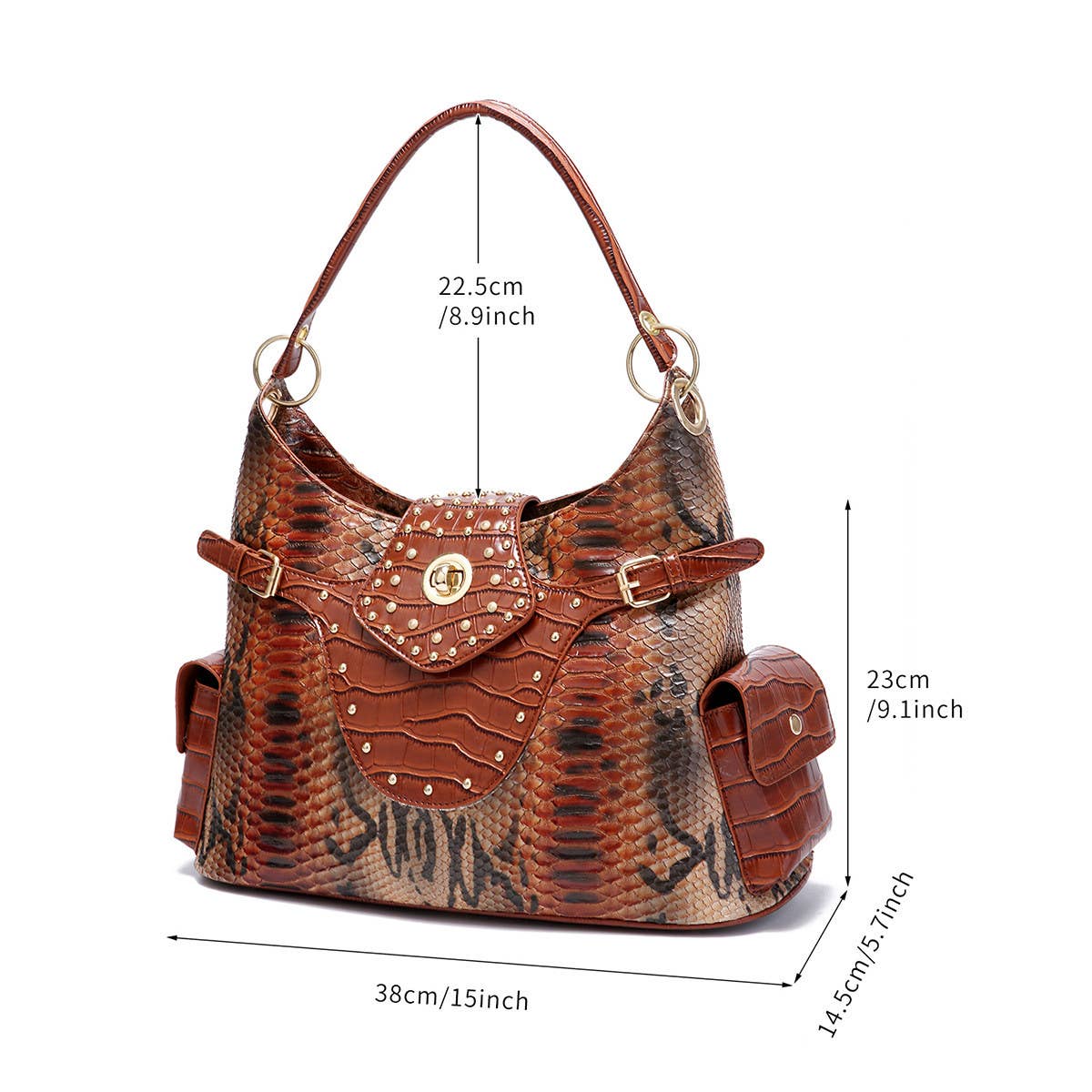 VINTAGE NEW TOTE SNAKE PRINT SHOULDER HANDBAG_CWAB2581