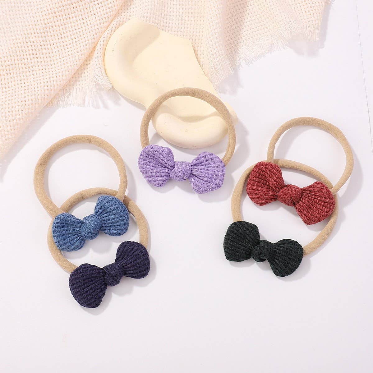 Waffle Bow Baby Headband Set ? Solid Colors