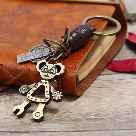 PUNK HAND-WOVEN RETRO ALLOY COWHIDE KEYCHAIN_CWMM4784