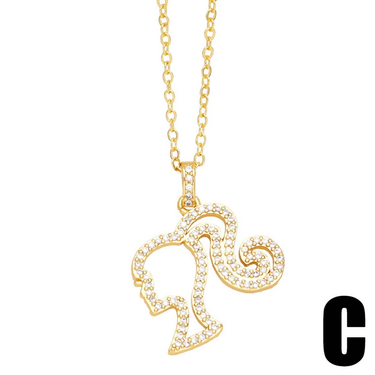 GOLD PLATED DIAMOND FLOWER PENDANT NECKLACE