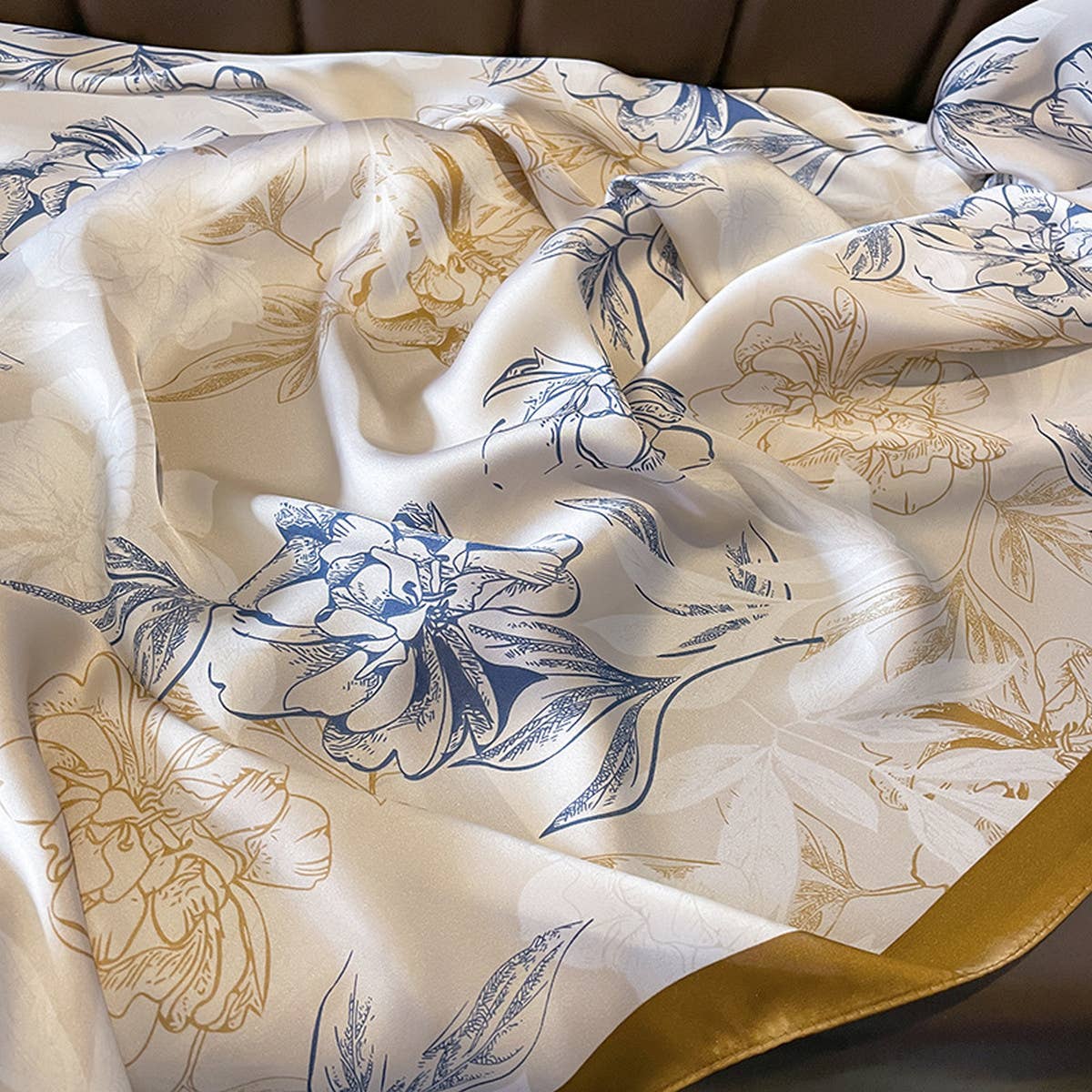 Lightweight Satin Square Scarf for Sun & Travel Wr