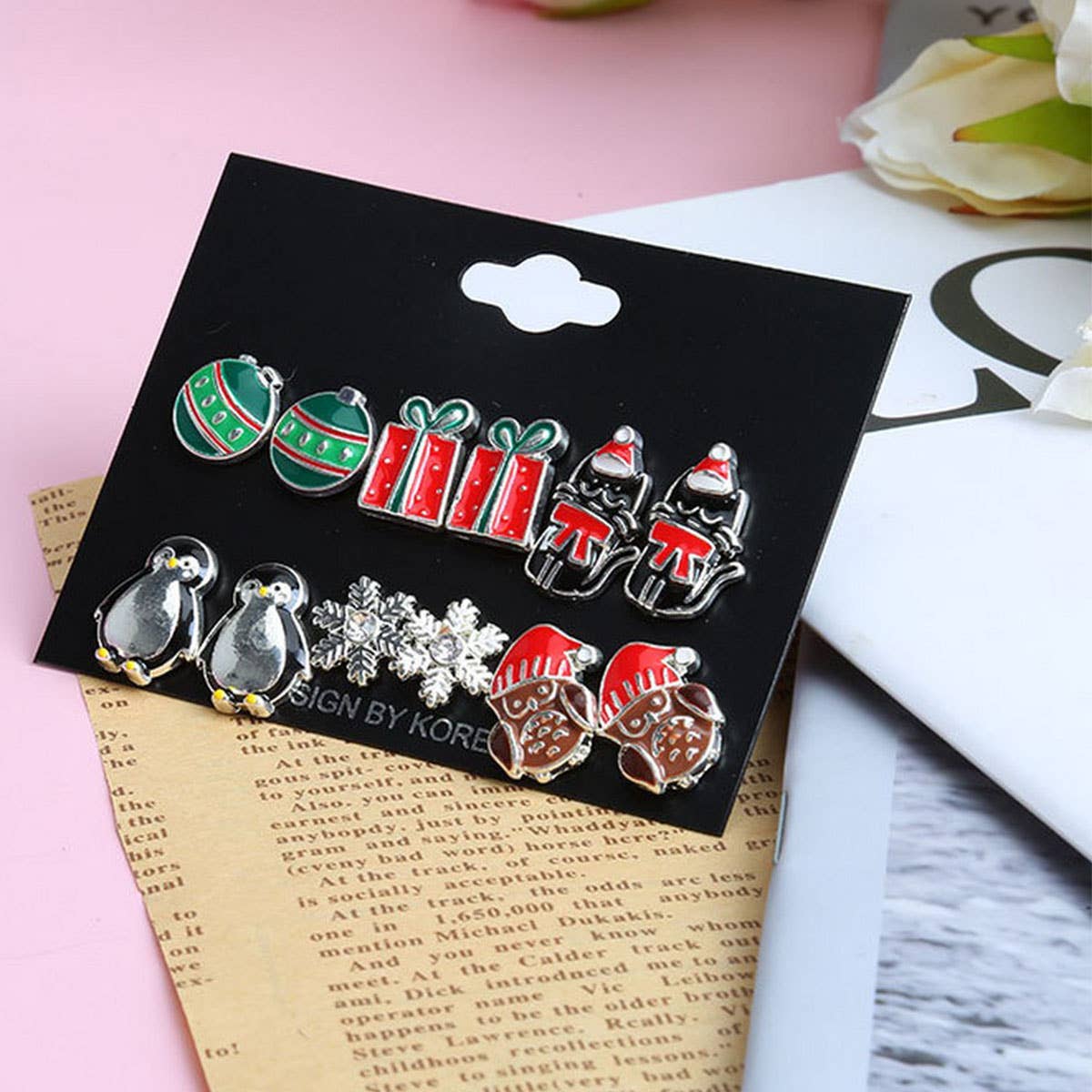 CUTE AND SIMPLE CHRISTMAS ALLOY EARRINGS GIFT SET