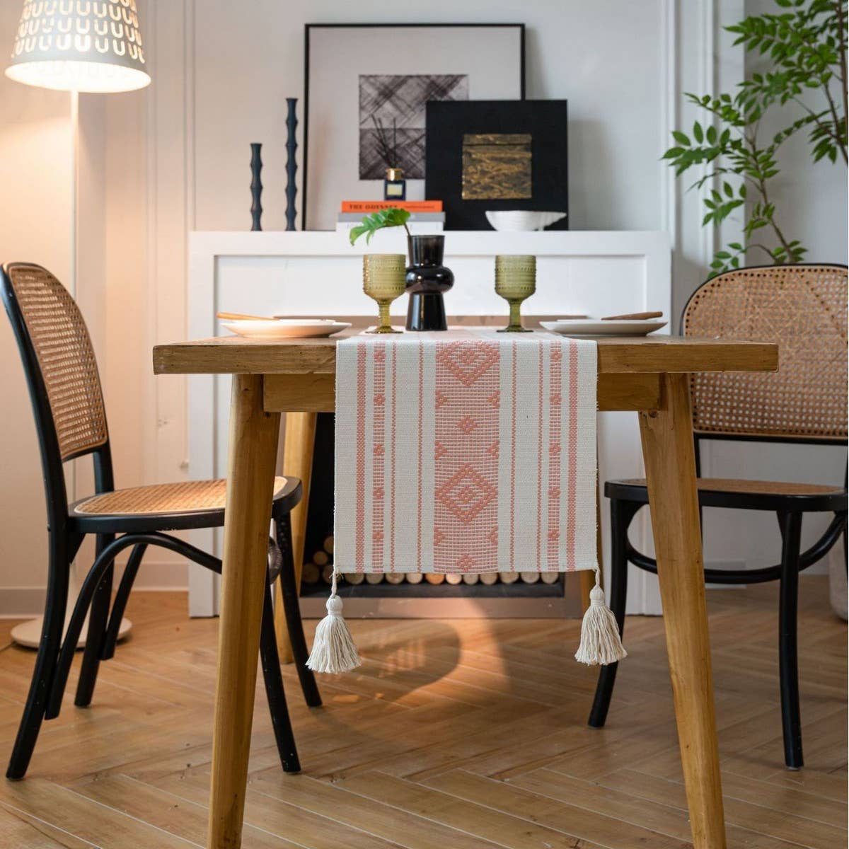 GEOMETRIC TASSEL HOLIDAY TABLE RUNNER