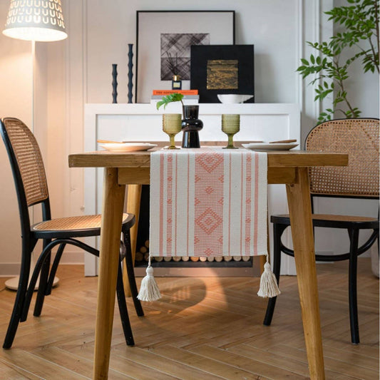 GEOMETRIC TASSEL HOLIDAY TABLE RUNNER