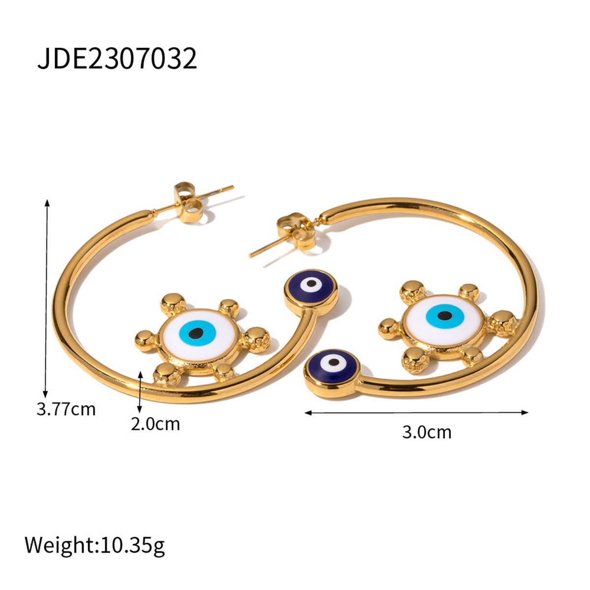 OIL DRIPPING BLUE EVIL EYE PENDANT RINGS,EARRINGS_CWAJE0621