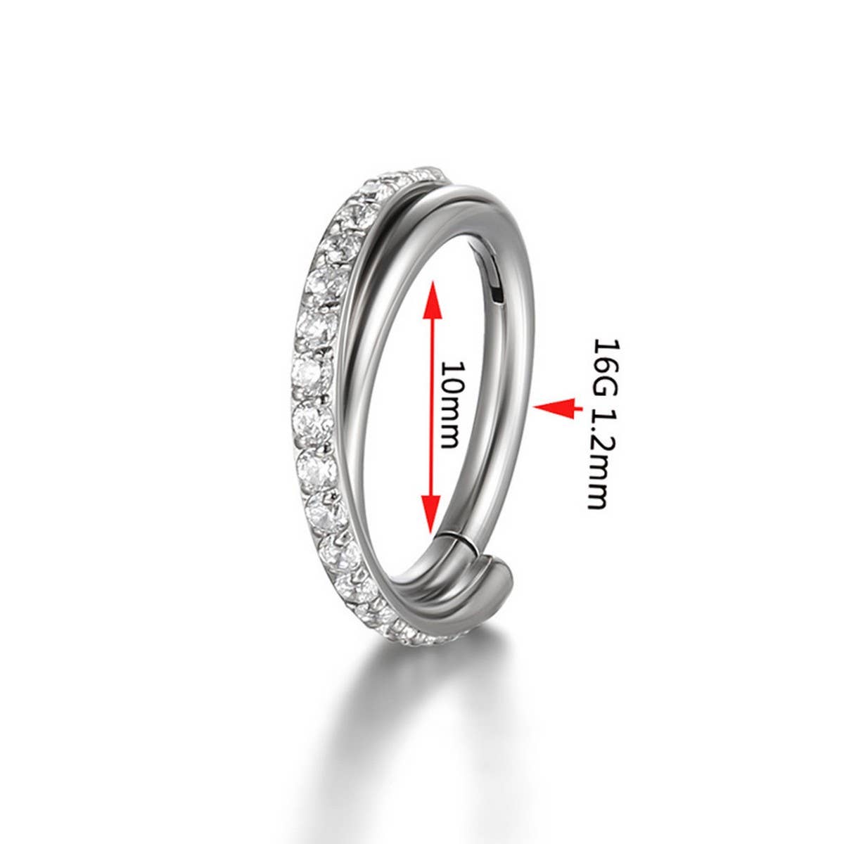 Double Row Zircon Closed Nose Ring Piercing