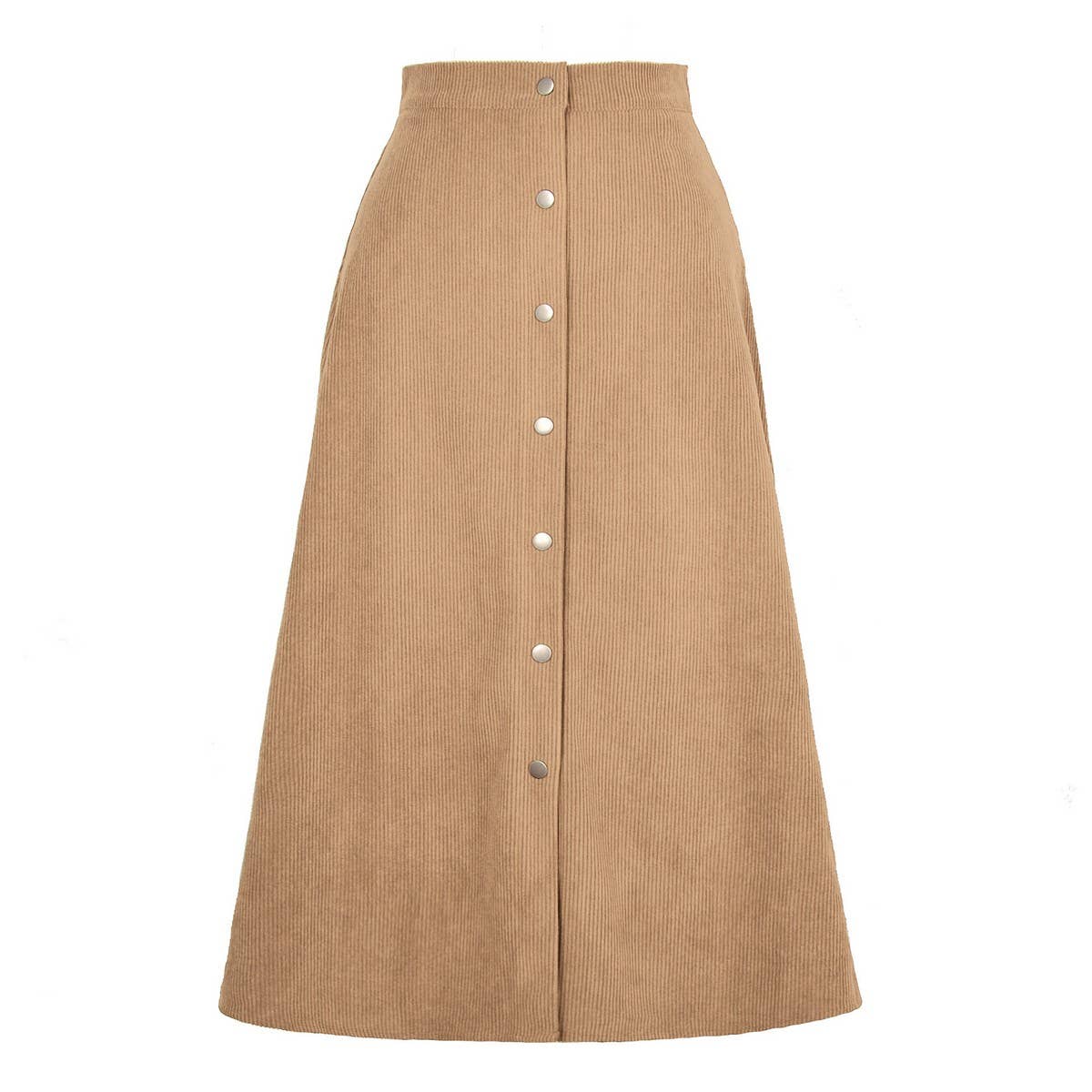 CORDUROY SKIRT SINGLE BREASTED HIGH WAISTLONGSKIRT
