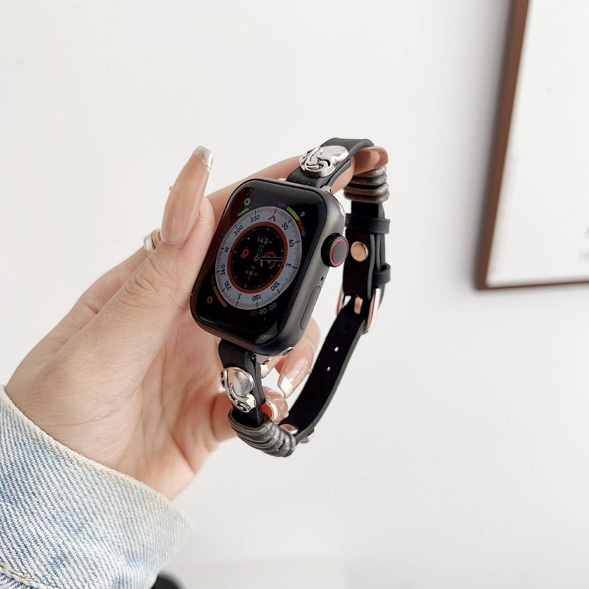 IWATCH9-1 14MM HEART LEATHER STRAP FOR APPLE WATCH