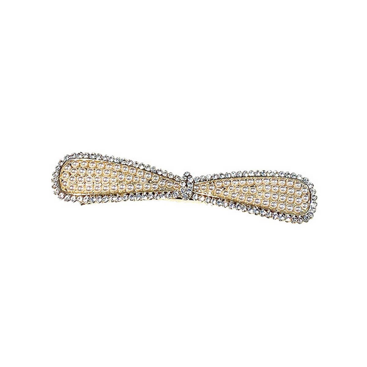RHINESTONE PEARL BOW HAIRPIN RETRO DUCKBILL CLIP