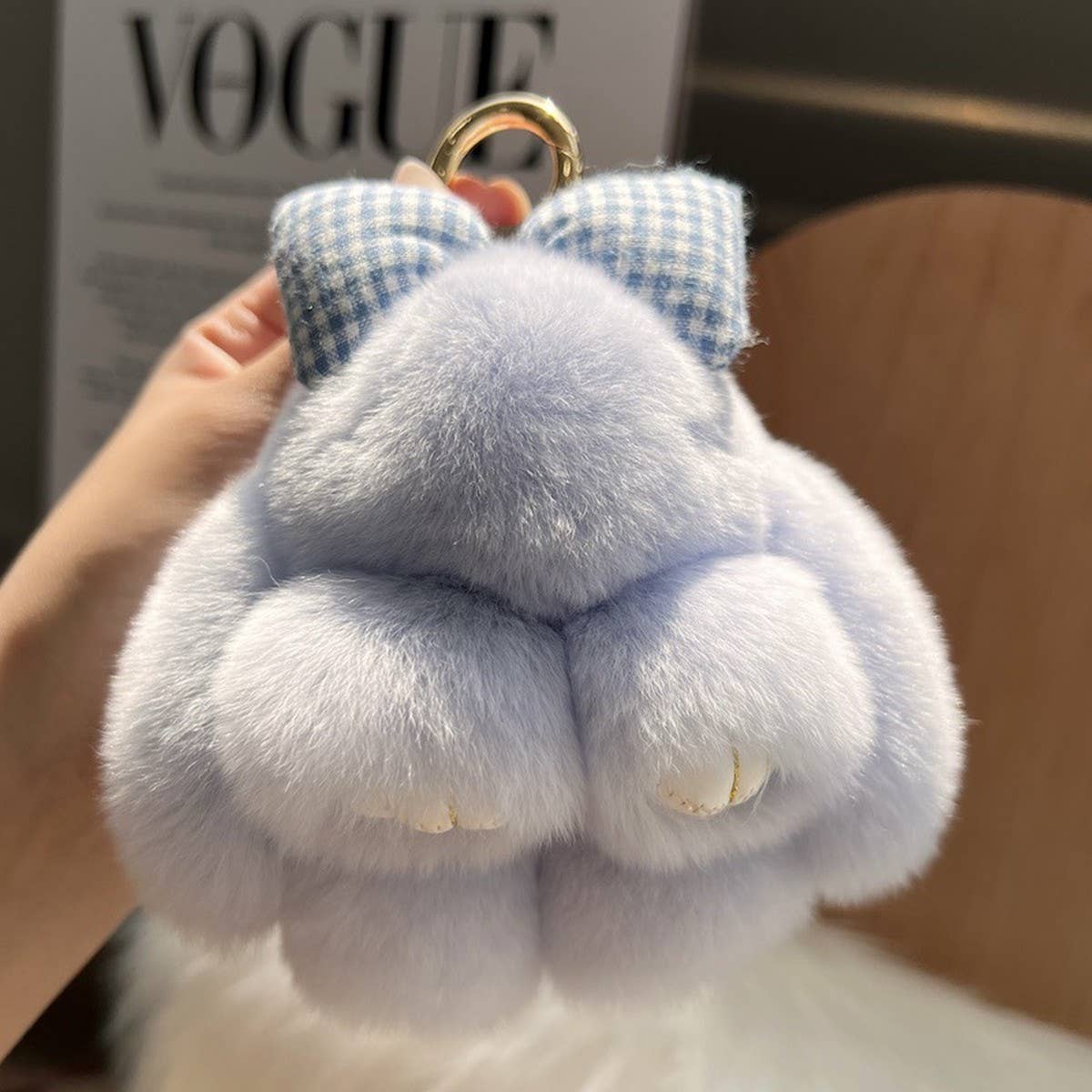 CUTE PLUSH DOLL BOW BUNNY CAR KEYCHAIN PENDANT