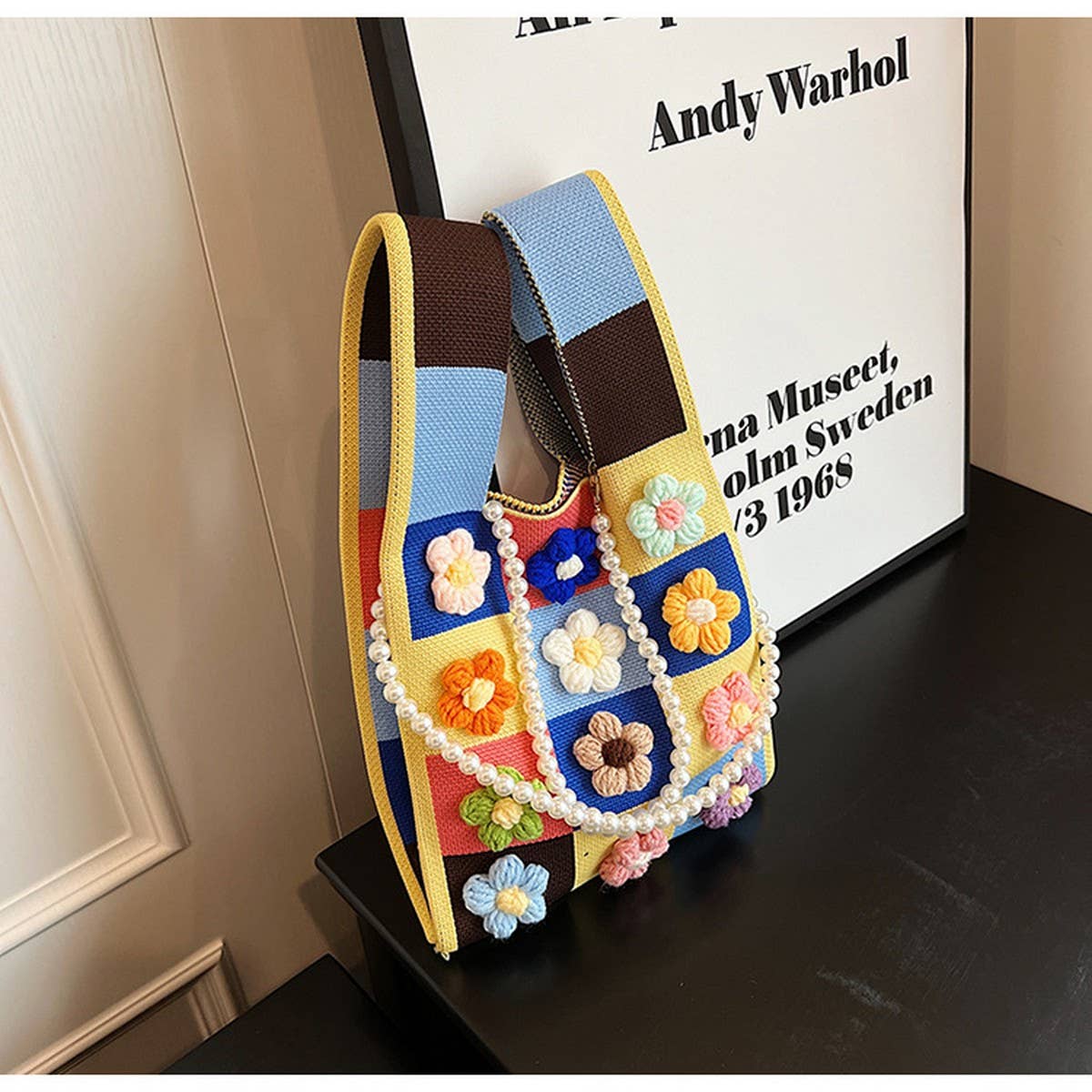 FASHION SIMPLE KNITTED FLOWER TOTE BAG_CWAB2419