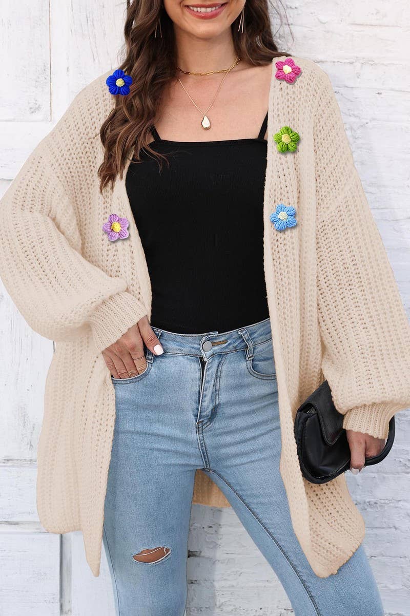 CWOSWL07389_WOMEN CHUNKY KNIT OPEN FRONT CARDIGAN