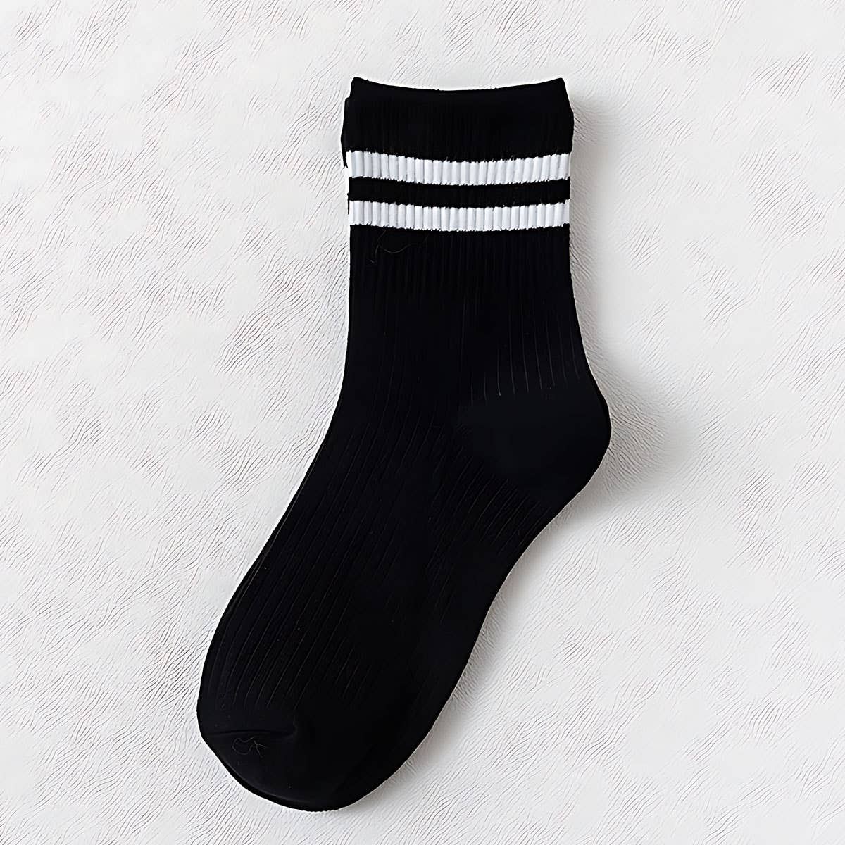 2-Stripe Cotton Mid Socks for Women, Wholesale_CWMS070