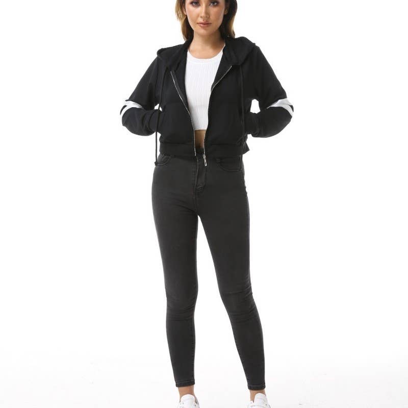 SHORT ZIPPER LONG-SLEEVED PARALLEL BARS HOODIE