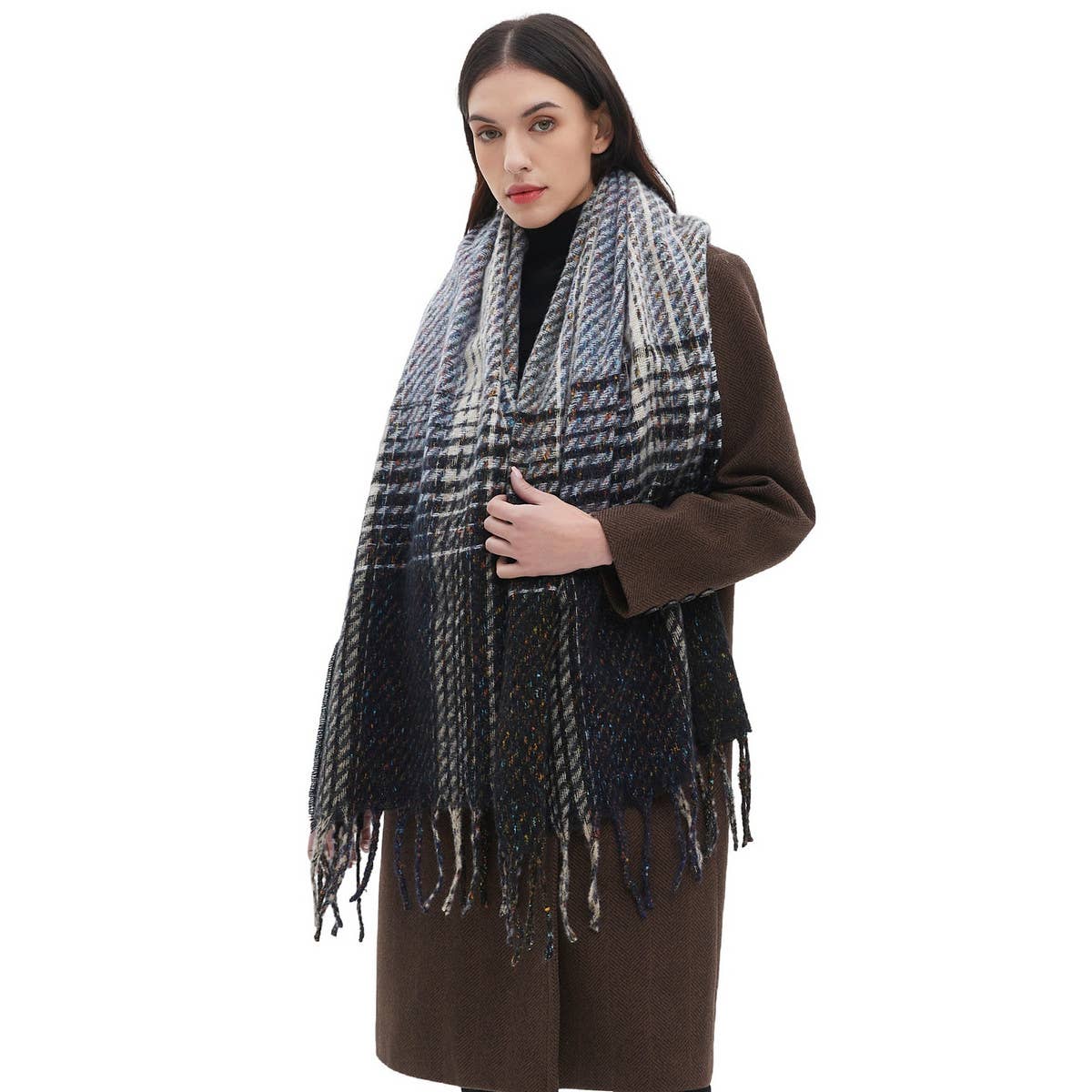 Gradient Fringe Scarf ? Fall/Winter Jacquard Wrap