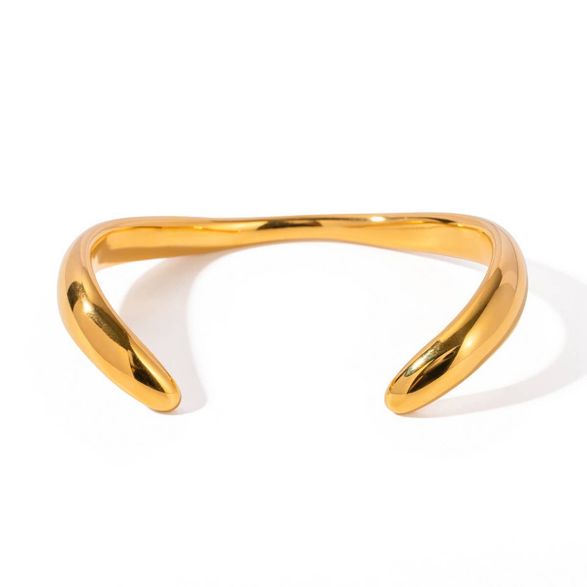 18K Gold Irregular Wave Cuff in Titanium Steel_CWAJE4654