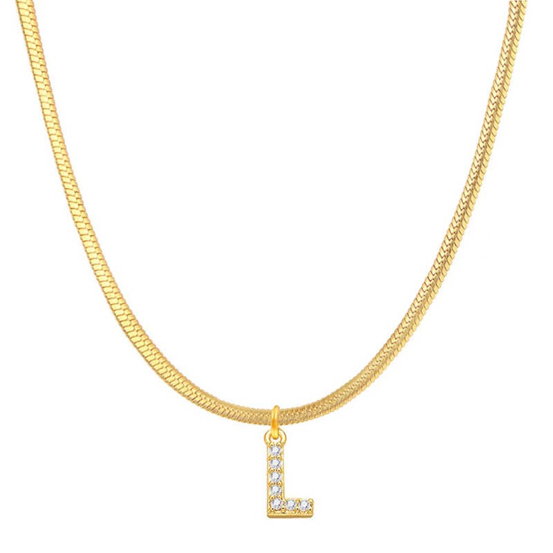 Titanium steel snake bone lock zircon pendant