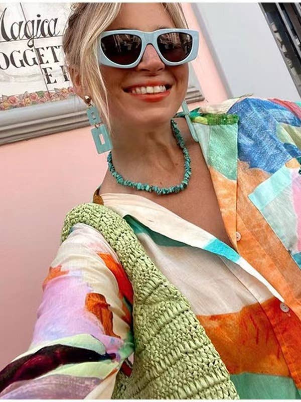 Fashion printed shirt, loose long-sleeved suit