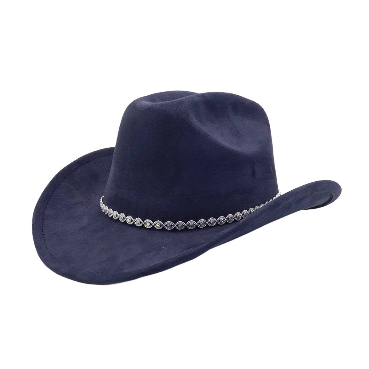 Western Ethnic Suede Cowboy Fedora Hat_CWAH04482