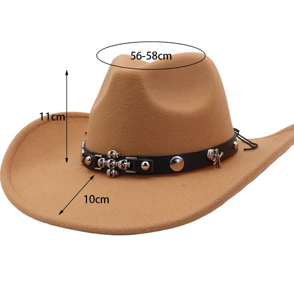 Ethnic Style Wool Blend Felt Cowboy Fedora Hat_CWAH04381
