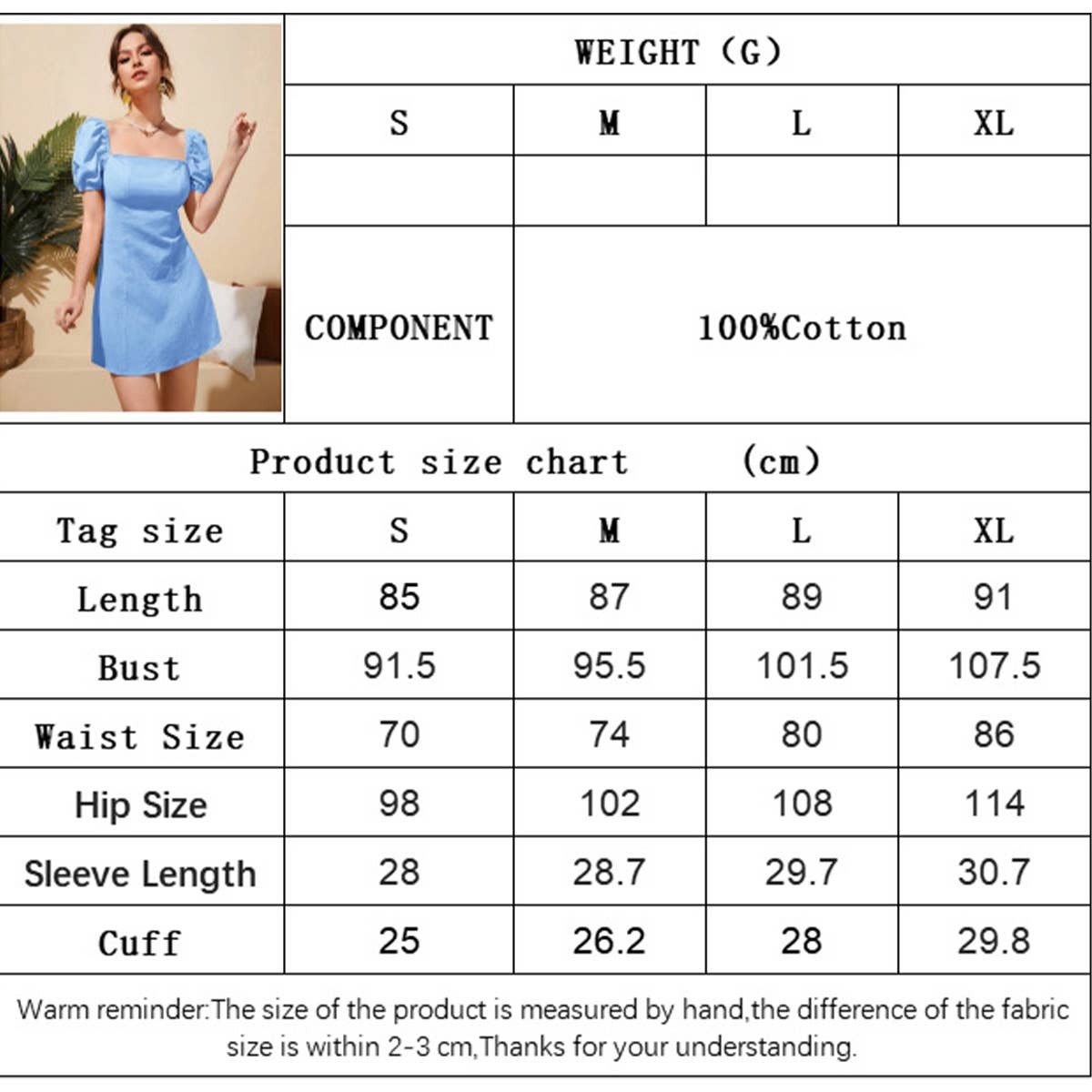 Square-neck puffed sleeve high-waisted dress