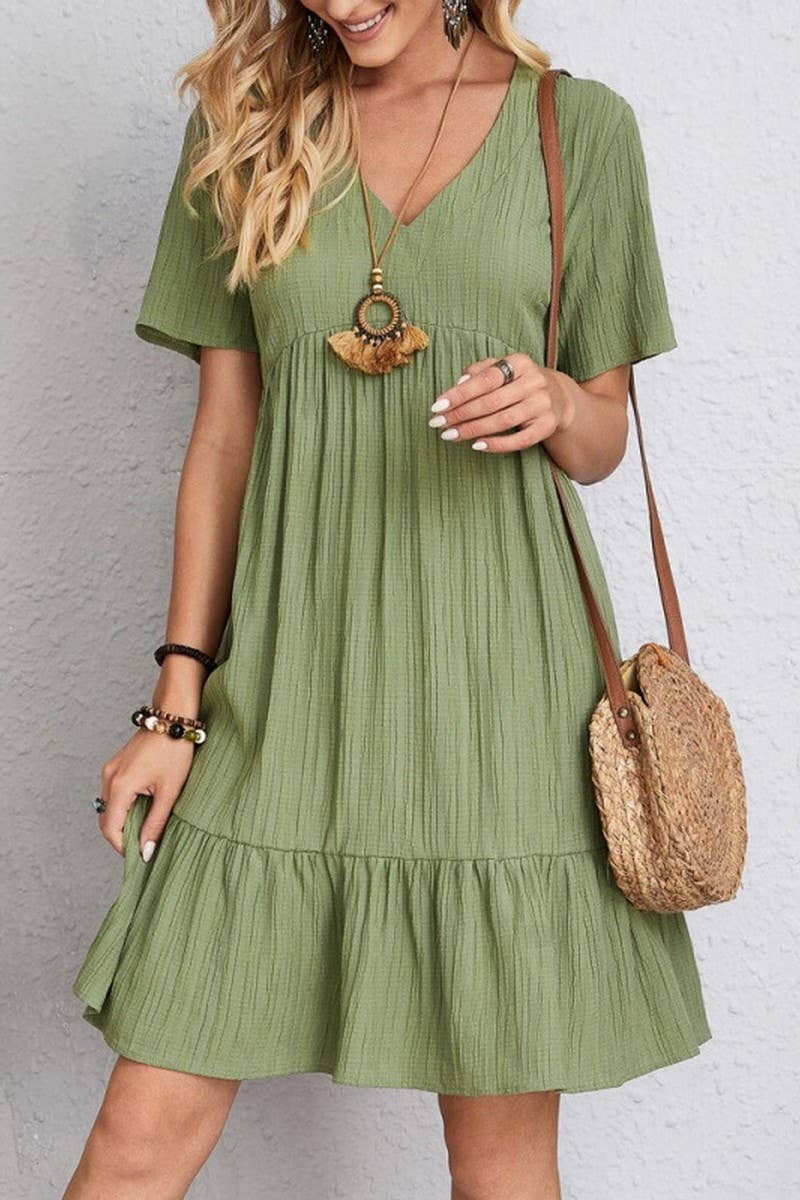 CWDSD8232_SUMMER LOOSE CASUAL SHORT-SLEEVED DRESS