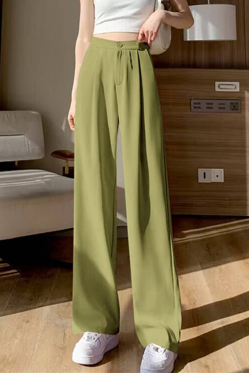 CWBLP00922_AUTUMN MID-RISE DRAPEY SLIM-FITTING LOOSE TROUSER