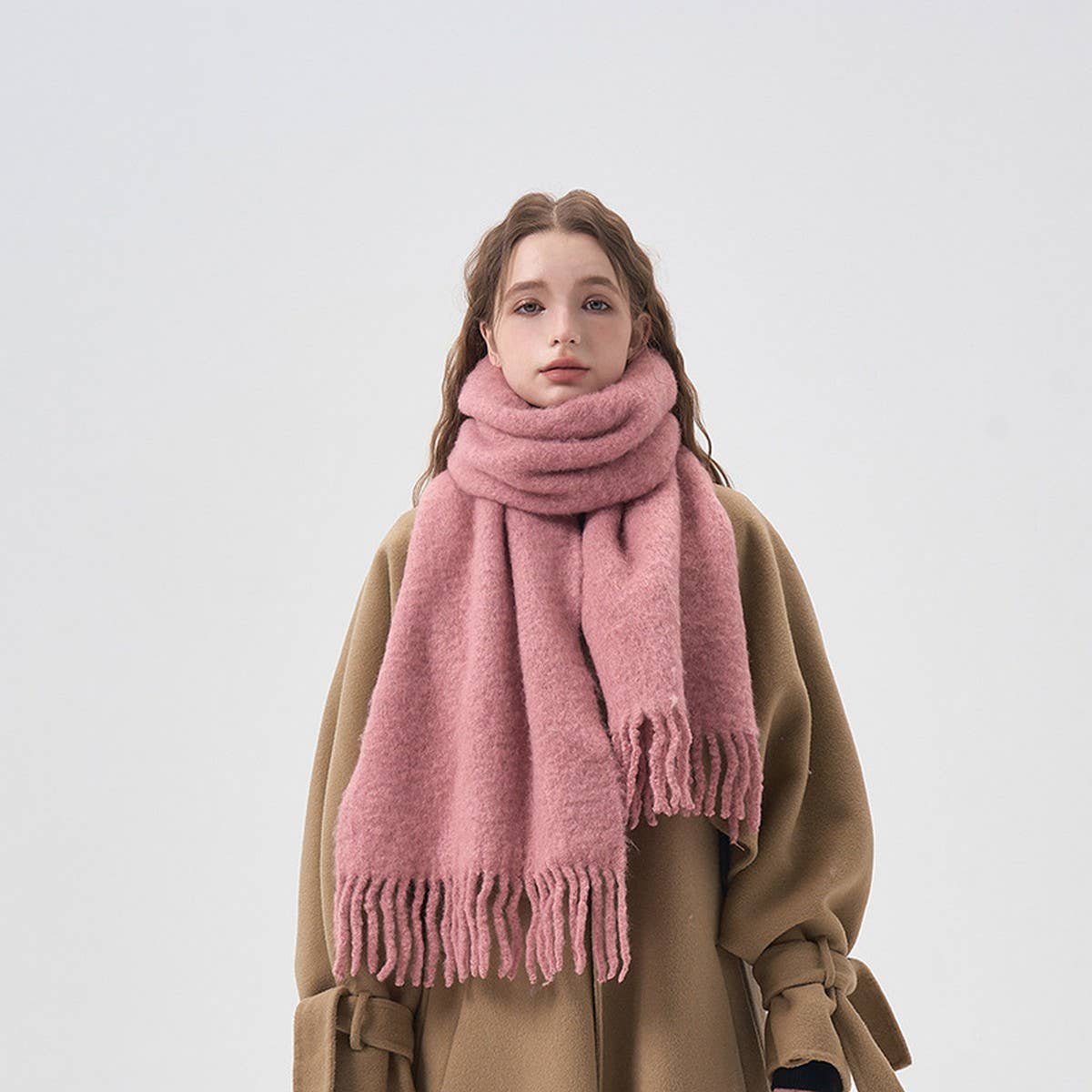Wool Blend Solid Scarf ??Soft Warm Winter Wrap_CWASC2319