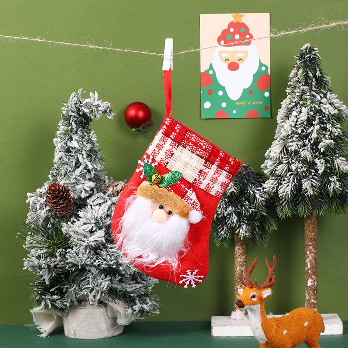 SEQUINED 3D SANTA CLAUS CHRISTMAS STOCKINGS
