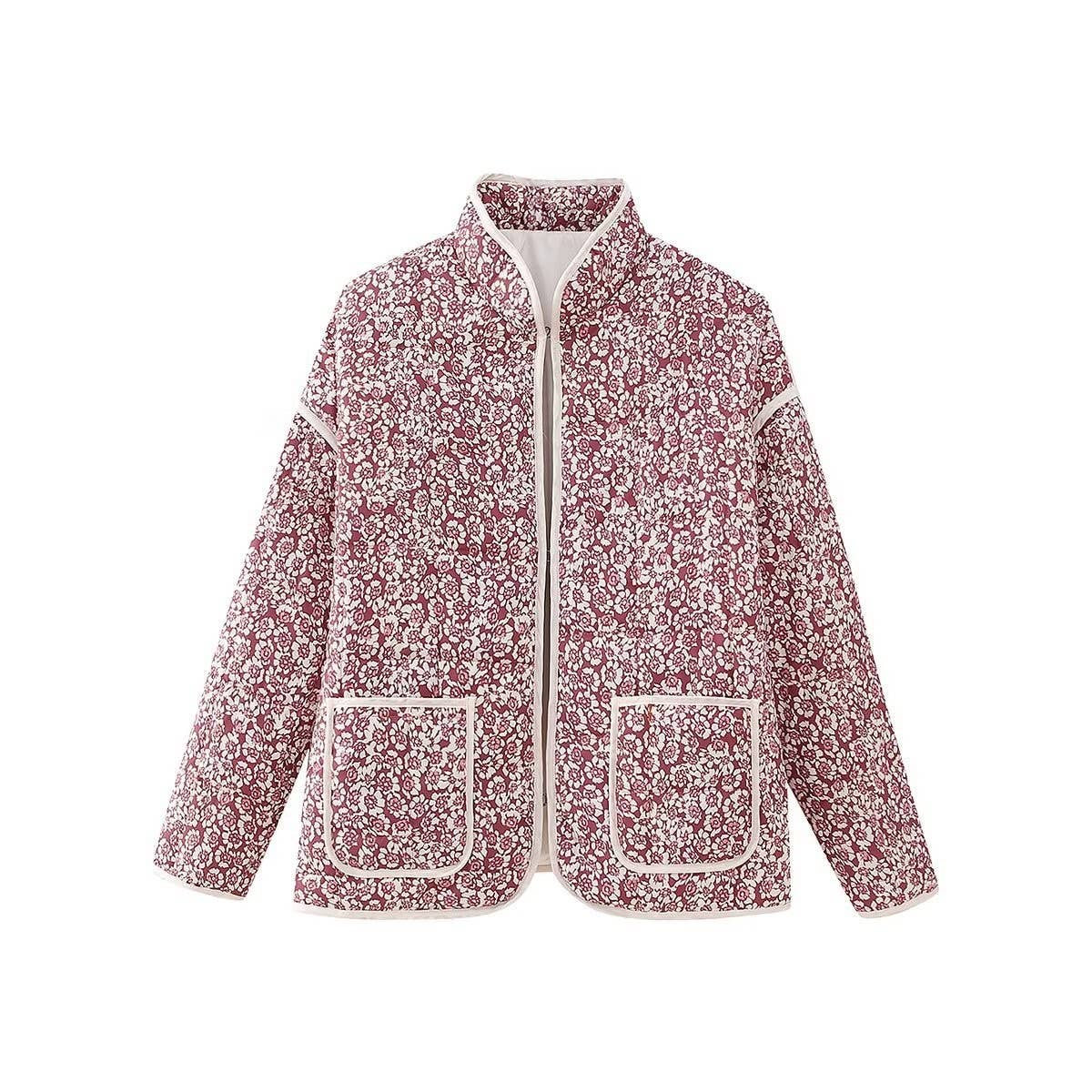 REVERSIBLE FLORAL LOOSE WARM QUILTED JACKETS