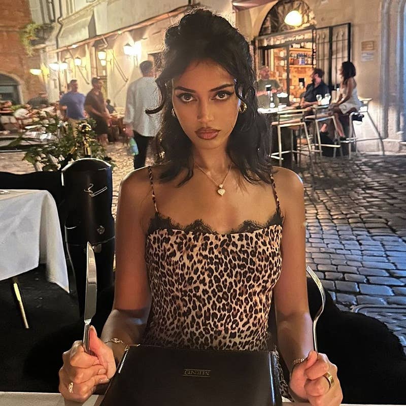 LEOPARD PRINT MIDRIFF HALTER SKIRT HIP WRAP SET