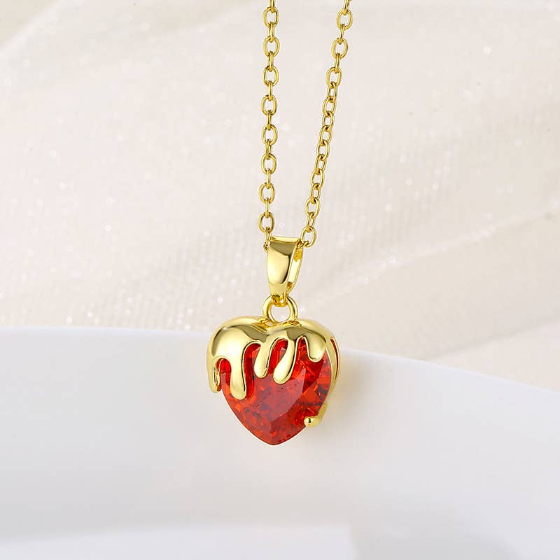 Heart-shaped zircon heart-shaped necklace