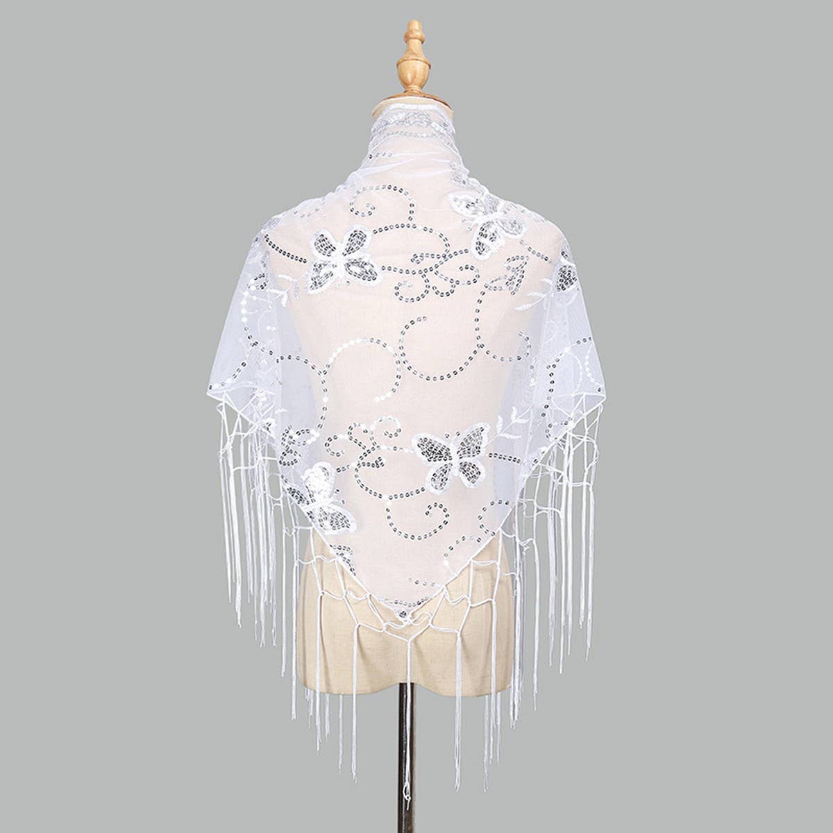 HOLLOW LACE TASSEL BUTTERFLY TRIANGLE SCARF SHAWL