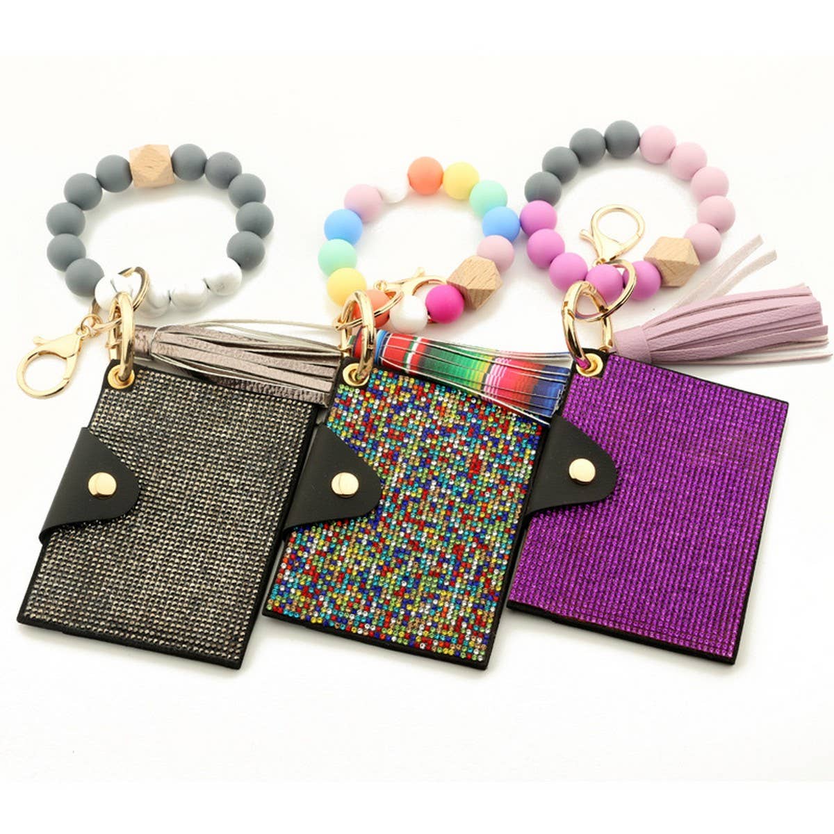 Rhinestone Leopard Wallet with Bead Keychain_CWAB4999