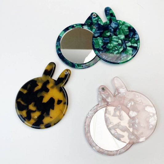 Cute Bunny Compact Mirror Acetate Floral