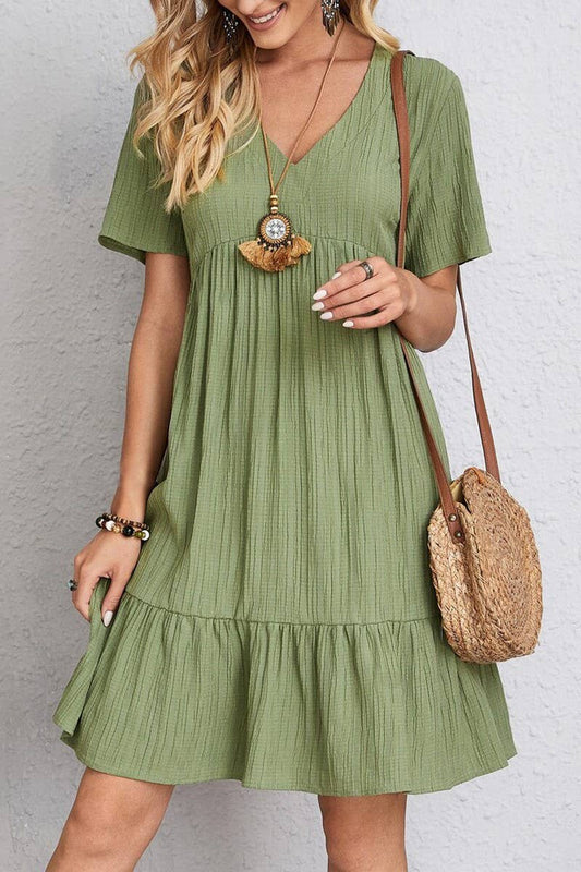 CWDSD10601_SUMMER LOOSE CASUAL SHORT-SLEEVED WAIST DRESS