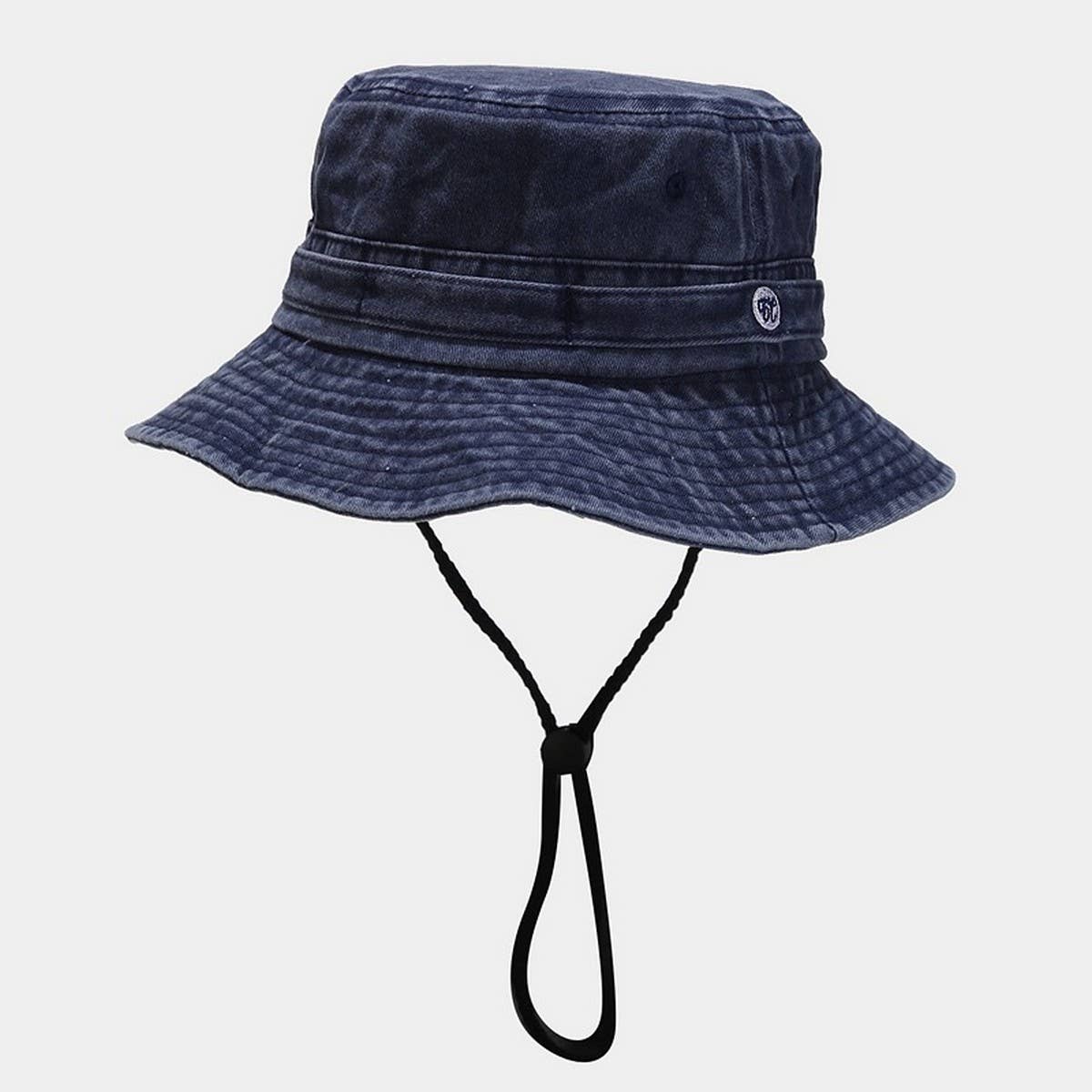 Vintage Washed Patchwork Bucket Hat with Strap_CWAH3788