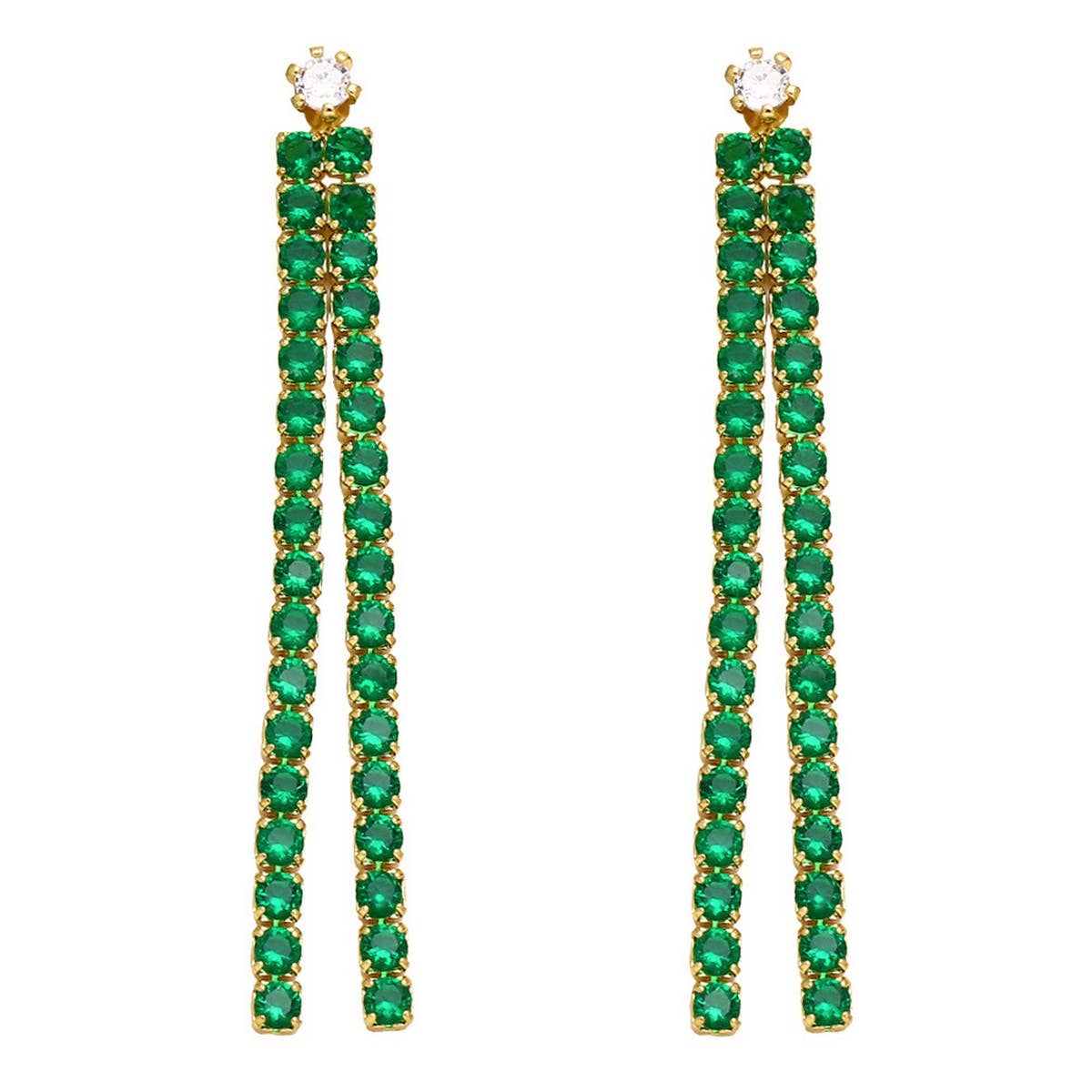 MINIMALIST COLORED DIAMOND TASSEL EARRINGS