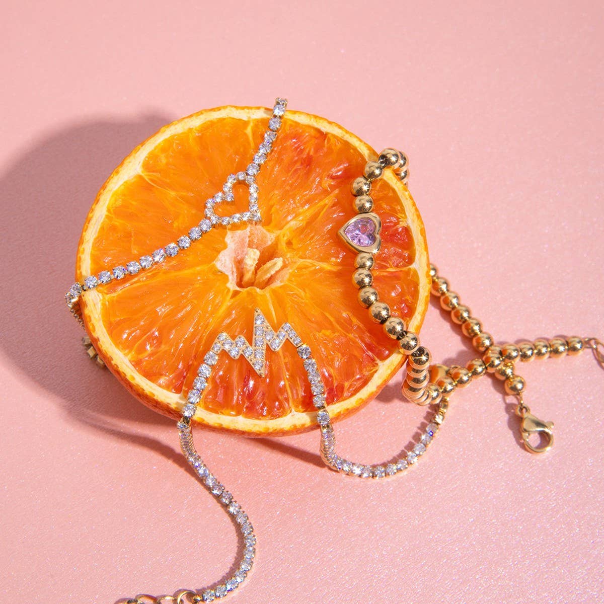 18K Gold Bow Bracelet with Zircon, Sweet Style_CWAJE4698