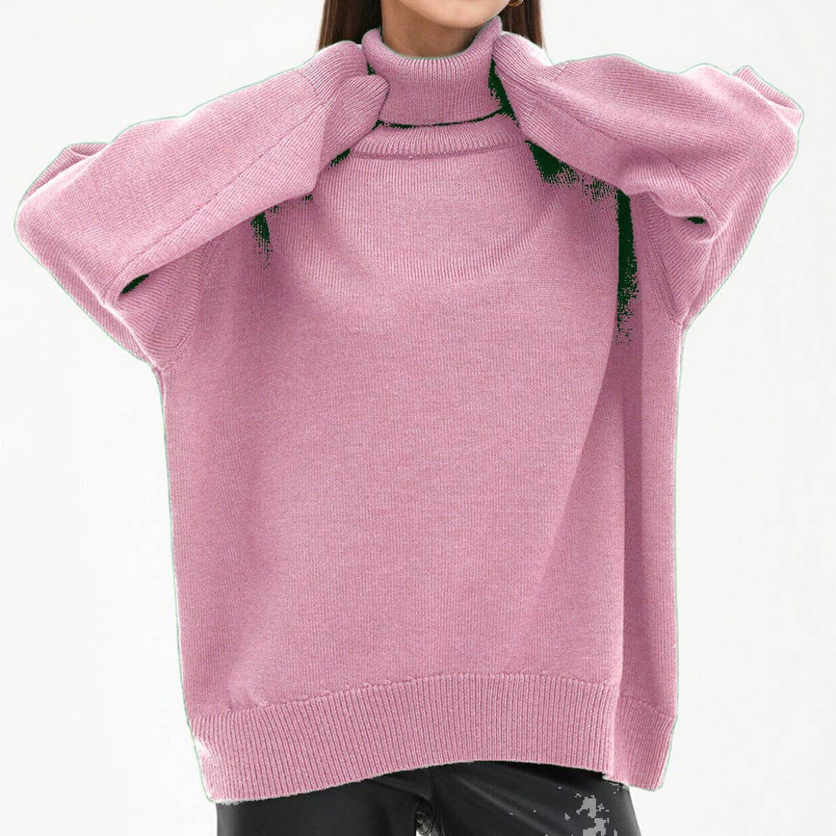 Women's Solid Turtleneck Knit Sweater