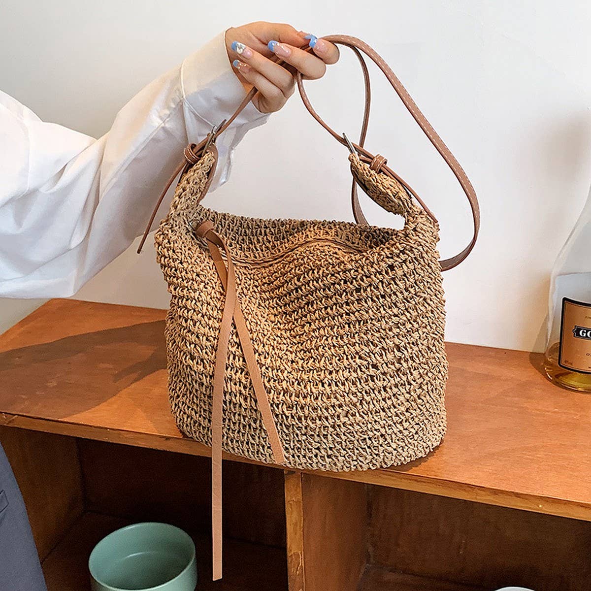 STRAW CASUAL DUMPLING HOLIDAY BEACH BAG_CWAB2314
