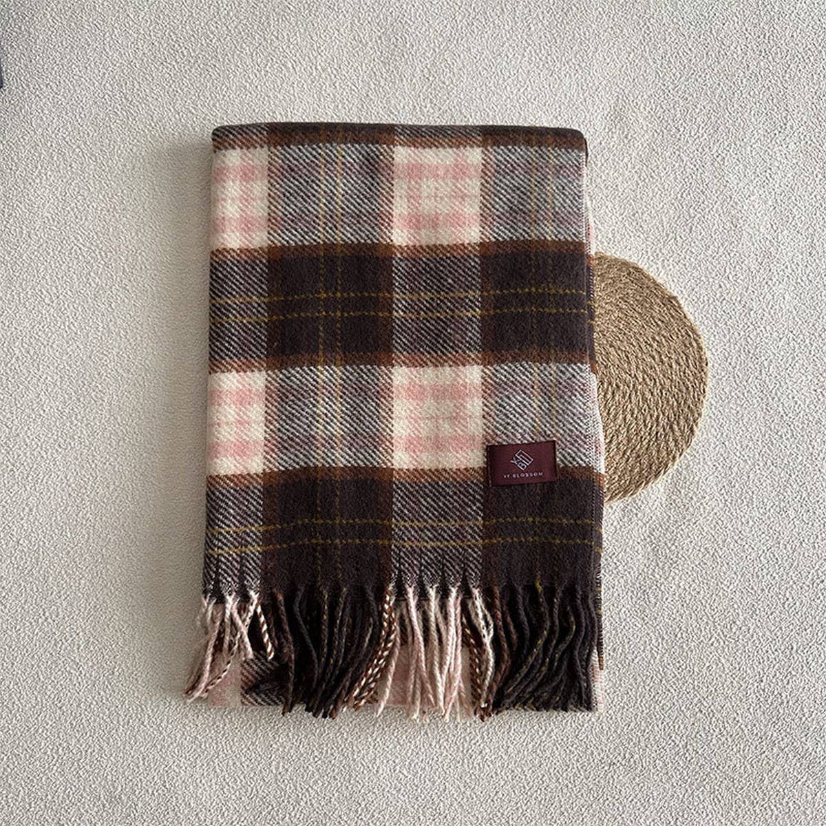 Plaid Wool Scarf for Women ??Cozy Winter Knit_CWASC2336