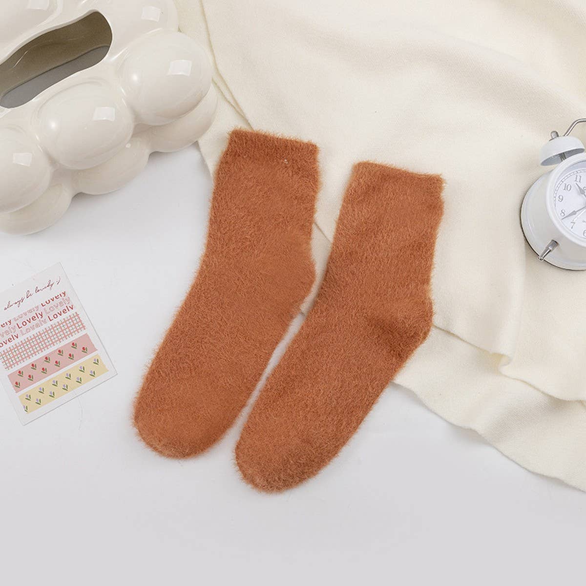 WINTER WARM MID-TUBE SOCKS SOLID COLOR SOCKS