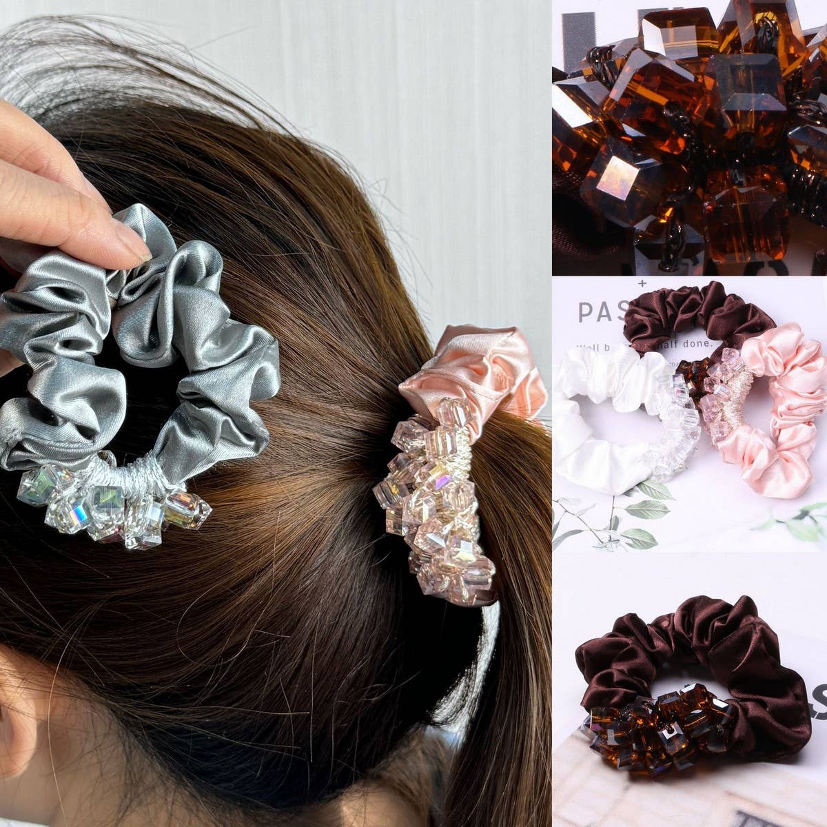 Elegant Crystal Scrunchie Fashion Hair Tie