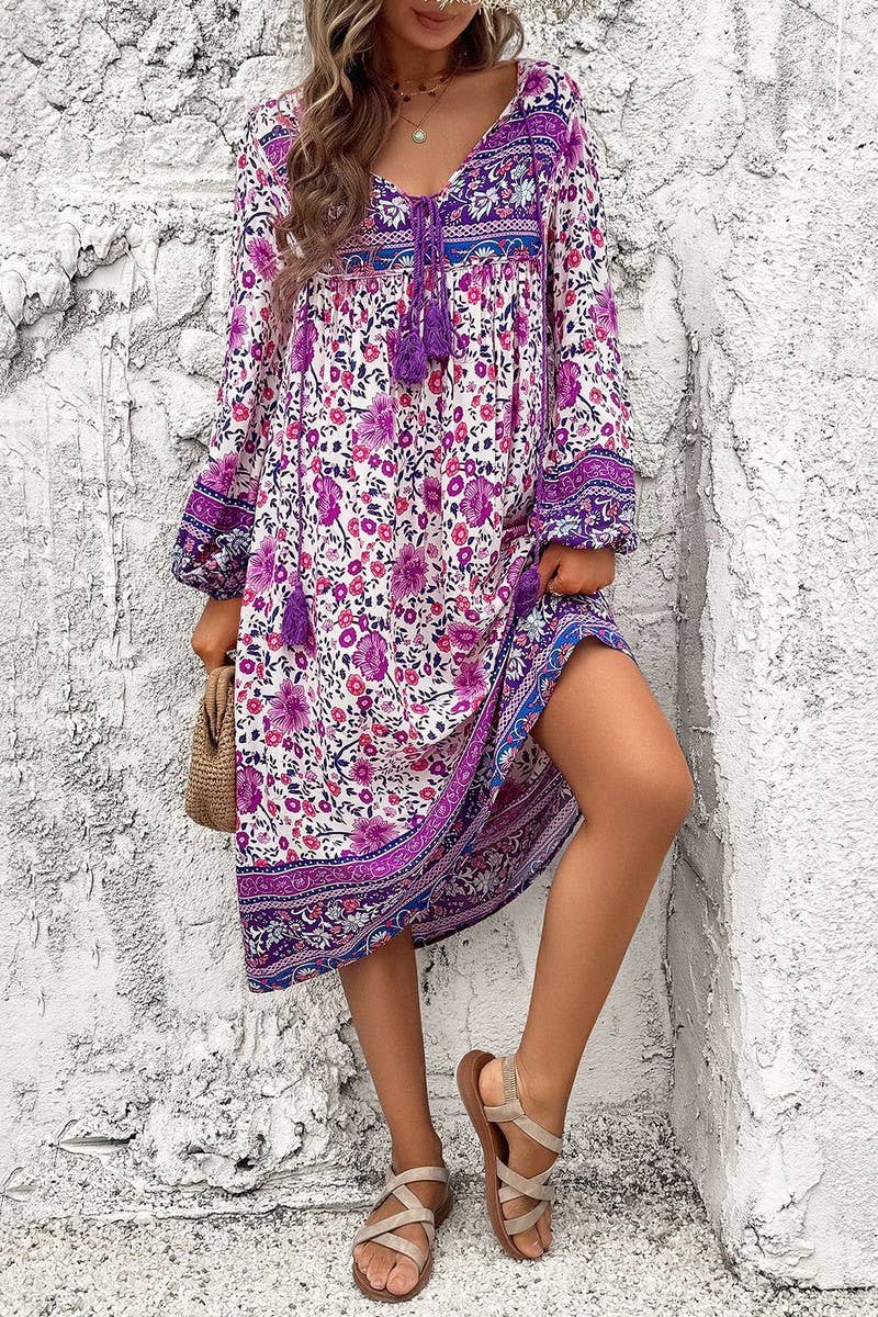 CWDMD4633_SPRING AND SUMMER LEISURE RESORT PRINT DRESS