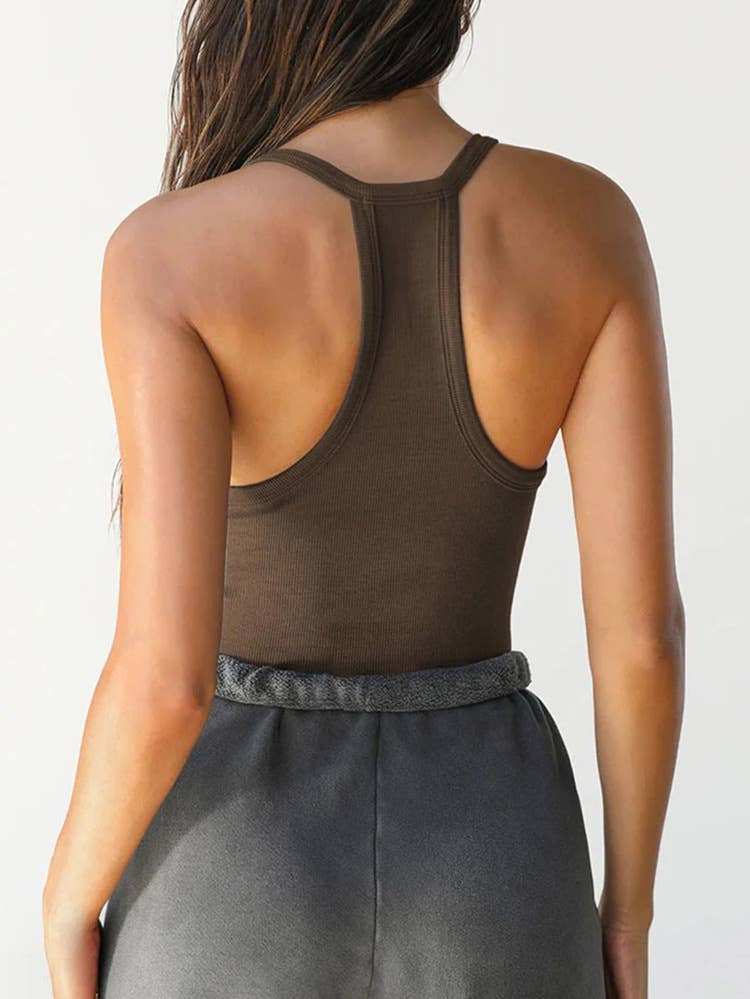 Y2K style sexy slim knit solid color thread vest