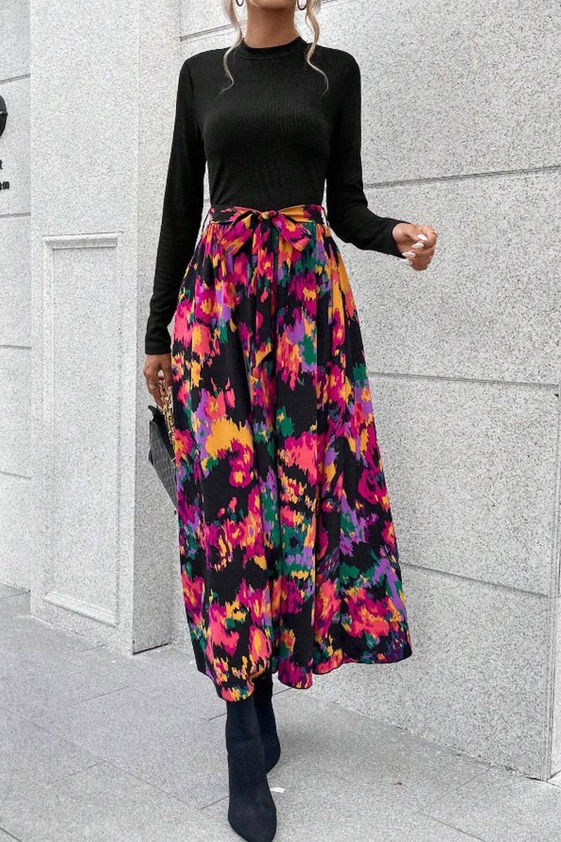 CWDMD00974_SLIM FIT AND ELEGANT COMMUTING PATCHWORK DRESS