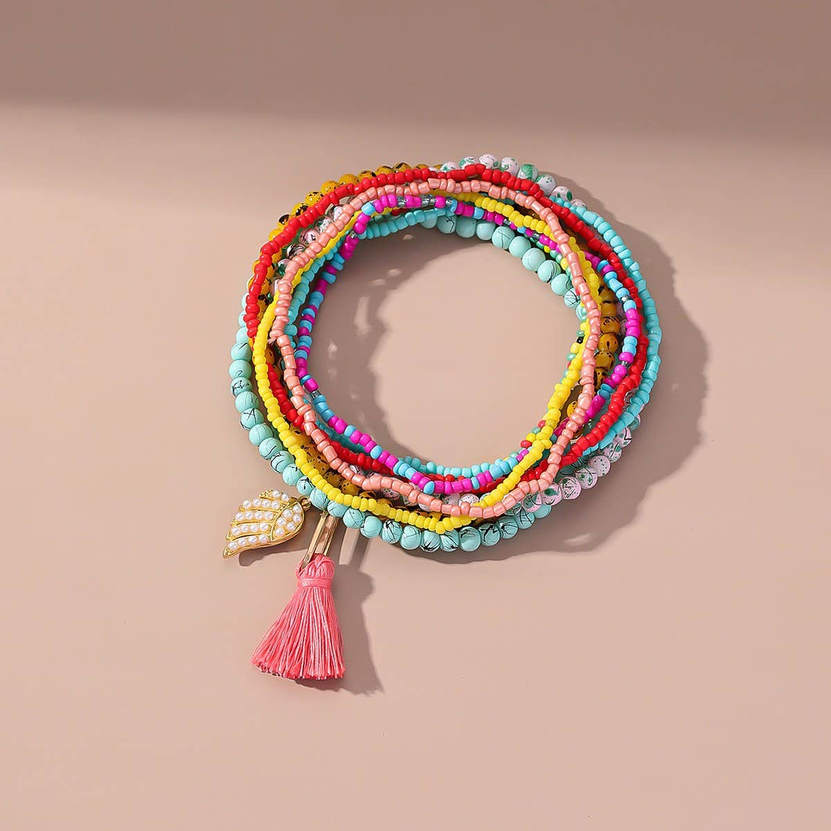 Beachy Anklet Set ??Handmade Beads & Pearl Tassels_CWMM6348